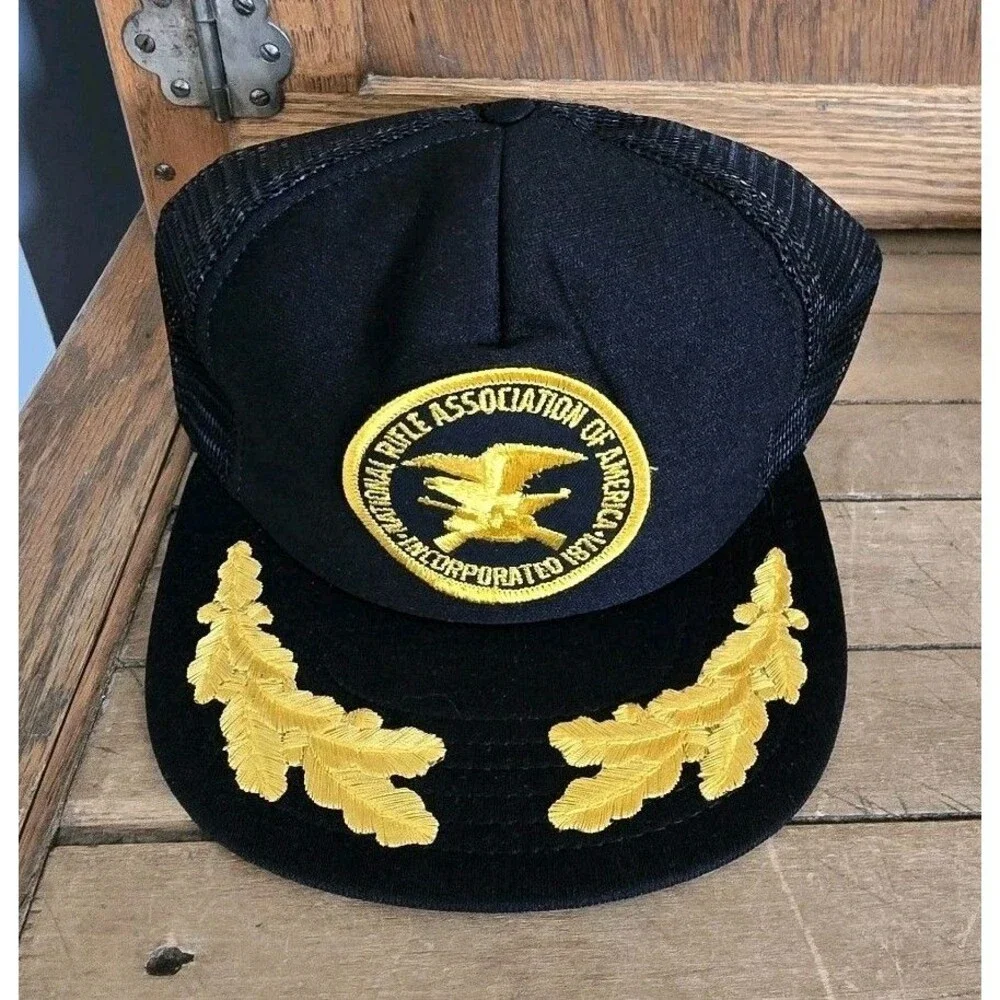 Vintage National Rifle Association Baseball Cap Black NRA Snap Back Trucker Hat